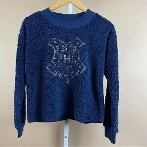 Harry Potter Small Sherpa Hogwarts Crest Pullover Sweatshirt Teddy Faux Fur